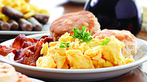 eggs, bacon and biscuit