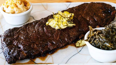 rack of ribs with two sides