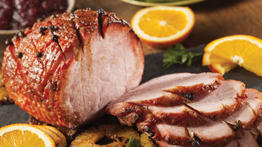 baked ham with slices